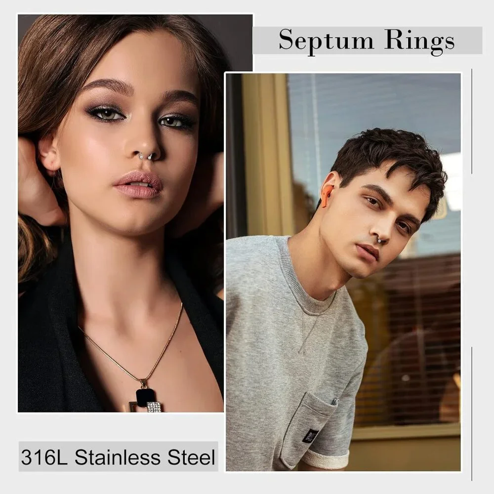 20-30 Pcs Septum Rings 16G Septum Jewelry - Surgical Steel Piercings Horseshoe H - Picture 6 of 7